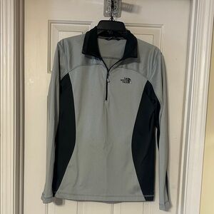 The North Face Light Gray and Black Half-Zip Pullover